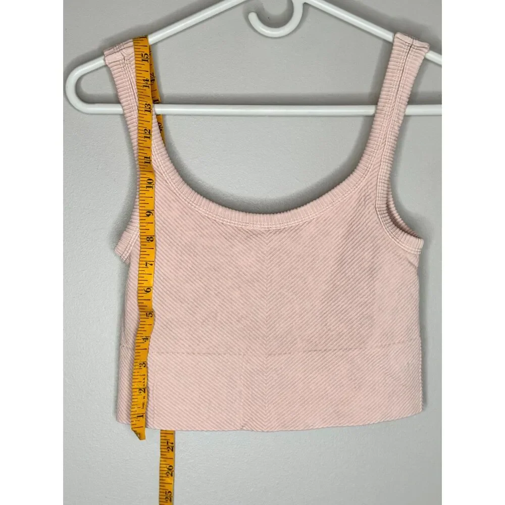 Nikibiki Blush Pink Ribbed Cropped Tank Top Stretch Seamless Crop Camisole - Picture 3 of 7